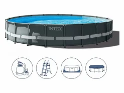Intex Piscina Tubular|Piscina redonda desmontable Ultra XTR Frame 30079L con depuradora gris oscuro Ø610x122 cm