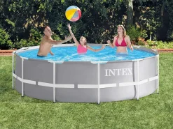 Intex Piscina redonda 366x99 cm con depuradora y escalera Gris Hot
