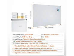Póster|Pizarra Magnética de Cristal SucceBuy, 182,9x91,5 cm, Borrado en Seco Sin Marco