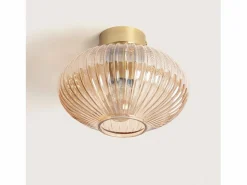 Ledkia Plafón de Techo Metal y Cristal Basile Ámbar Multicolor Best
