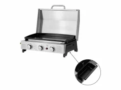 Plancha de asar a gas con 3 quemadores y tapa metálica "Fasto" - 7,5 kw - Gris^Habitat et jardin Sale