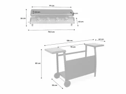 Plancha de gas 4 quemadores 10kw + carro^Sweeek New