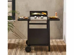 Sweeek Plancha Cocina|Plancha de gas 2 quemadores 5kw con carrito