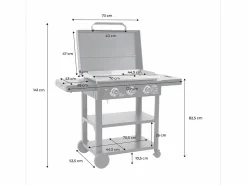 Plancha de gas 3 quemadores acero inoxidable 12kw con carrito y^Sweeek Online