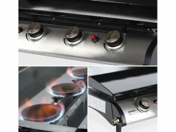 Plancha de gas 4 quemadores de acero inoxidable con carrito y^ Online