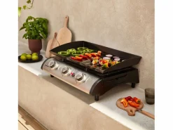 Sweeek Plancha Cocina|Plancha de gas con 3 quemadores de acero inoxidable, 7.5kw