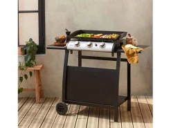 Sweeek Plancha de gas de 3 quemadores 7,5kw + carro Negro New