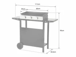 Happy Garden Plancha Cocina|Plancha de gas MÉRIDA 3 quemadores 6kW + carrito -
