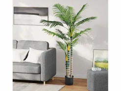 Planta artificial al aire libre con maceta, palmera 180 cm, 3 troncal y 18 hojas, decoración sala de estar dormitorio patio de la oficina del patio de la oficina^DripeX Clearance