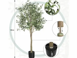 DripeX Planta artificial de oliva de 180 cm, decoración de plantas s falsas, removible, para el jardín de balcón de salón de dormitorio de la casa Verde Clearance