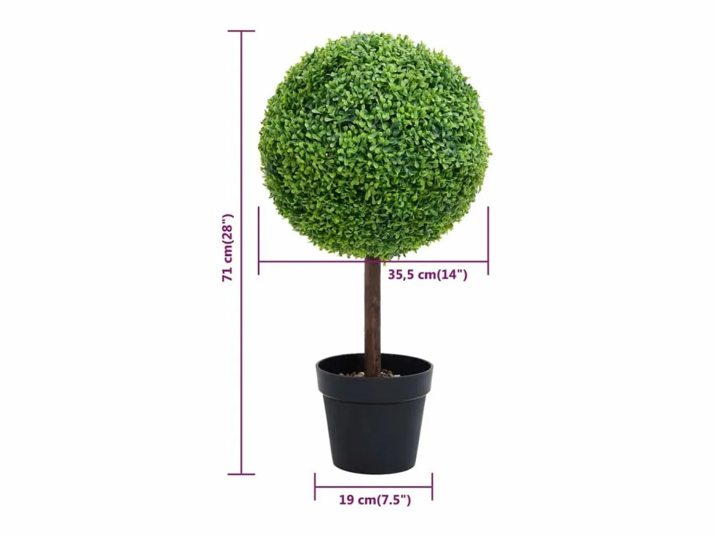Planta de boj artificial con maceta en forma de bola 71 cm Verde Clearance
