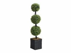 OZAIA Planta, árbol, arbusto artificial Boj 3 bolas - Alt. 90 x D. 18 cm - -PILANA Verde Hot