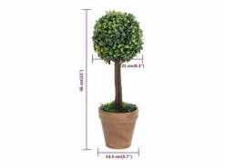 Plantas de Boj Artificiales 2 piezas con Macetas Bola 56 cm^ New