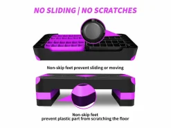 Plataforma de ejercicios aeróbicos ajustable, de polietileno, color morado, con reposapiés antideslizantes (68,5 x 28 x 10 cm) Violeta Best