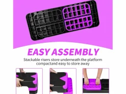 Plataforma de ejercicios aeróbicos ajustable, de polietileno, color morado, con reposapiés antideslizantes (68,5 x 28 x 10 cm) Violeta Best