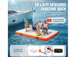 Plataforma Flotante Inflable SucceBuy, 304×243 cm con Escalera^ Best