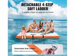 Plataforma Flotante Inflable SucceBuy, 243×152 cm, Plataforma con Escalera Blanco Hot