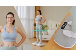 MERACH Aparato De Musculación|Plataforma vibratoria fitness mini, , 11 niveles, mando a distancia, pantalla LED, motor silencioso, compacta, 150 kg, maquina de adelgazar