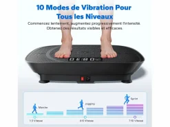 MERACH Aparato De Musculación|Plataforma vibratoria 10 velocidades, LED, mando a distancia, fitness de vibración, pérdida de peso, musculación, , 150KG MÁX