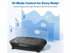 MERACH Aparato De Musculación|Plataforma vibratoria 10 velocidades, LED, mando a distancia, fitness de vibración, pérdida de peso, musculación, , 150KG MÁX