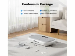 MERACH Aparato De Musculación|Plataforma vibratoria , mando a distancia, pantalla LED, Bluetooth, 10 velocidades, 11 programas, silenciosa, capacidad 200KG