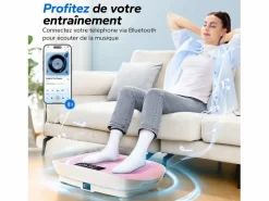 MERACH Aparato De Musculación|Plataforma Vibratoria Silenciosa , 11 Niveles, LED, Bluetooth, Altavoz Integrado, Control Remoto, Modo Manual/Automático, Máx 181kg,