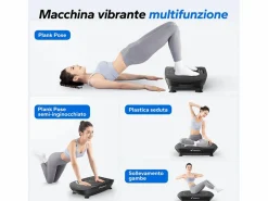 MERACH Plataforma Vibratoria Silenciosa , 11 Niveles, LED, Bluetooth, Altavoz Integrado, Control Remoto, Modo Manual/Automático, Máx 181kg, Negro