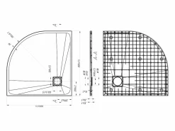 Shower & Design Plato de ducha a la italiana en resina SMC en forma de cuarto de círculo - - 80 x 80 cm - SYFORSA Blanco