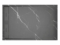 Shower & Design Plato De Ducha|Plato de ducha a ras de suelo recortable en resina SMC - Negro marmolado - 140 x 90 cm - LYROSA