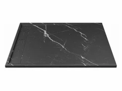 Shower & Design Plato De Ducha|Plato de ducha a ras de suelo cortable en resina SMC - Negro marmolado - 120 x 90 cm - LYROSA