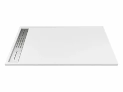 Plato de ducha de resina para instalar o empotrar, con sifón, L140 x P80 cm, LYROSA^Shower & Design Outlet