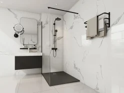 Plato de ducha de resina para colocar en superficie o encastrar, con sifón, color , medidas 120 x 90 cm, MIRNOSA^Shower & Design Sale