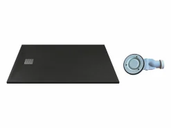 Shower & Design Plato de ducha de resina para colocar en superficie o encastrar, con sifón, , L160 x P90 cm, MIRNOSA Negro Sale