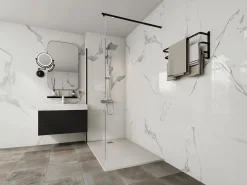 Shower & Design Plato De Ducha|Plato de ducha de resina para colocar en superficie o encastrar, con sifón, , Ancho 140 x Prof. 90 cm, MIRNOSA
