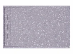 Plato de ducha Efecto Terrazzo extraplano en resina cortable, con desagüe, 140x90 cm, LYROSA^Shower & Design Outlet