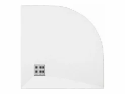 Vente-unique Plato De Ducha|Plato de ducha extraplano para colocar o empotrar, cortable, en resina SMC, en cuarto de círculo, con sifón - - 80 x 80 cm - SYFORSA