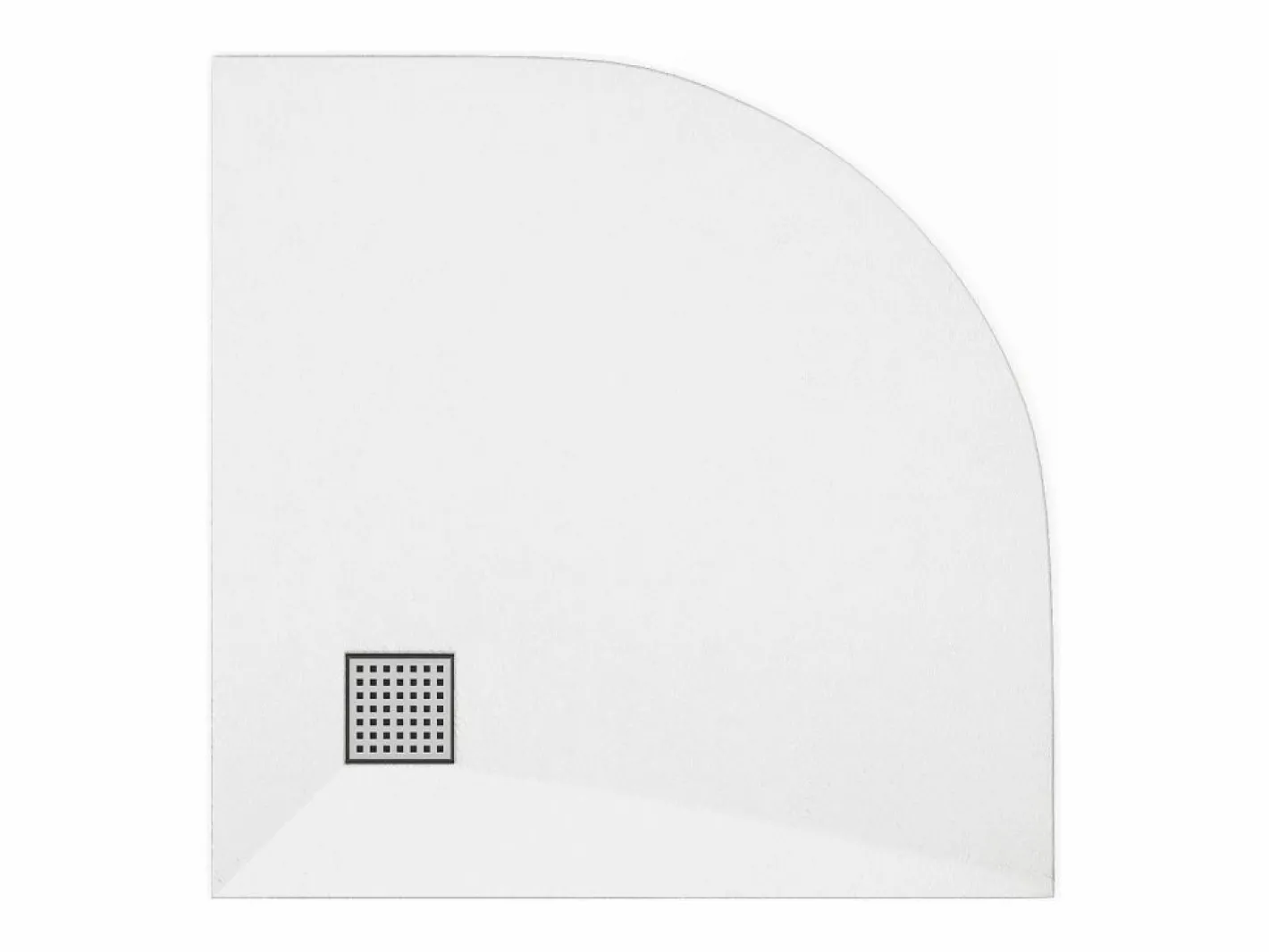 Vente-unique Plato De Ducha|Plato de ducha extraplano para colocar o empotrar, cortable, en resina SMC, en cuarto de círculo, con sifón - - 80 x 80 cm - SYFORSA