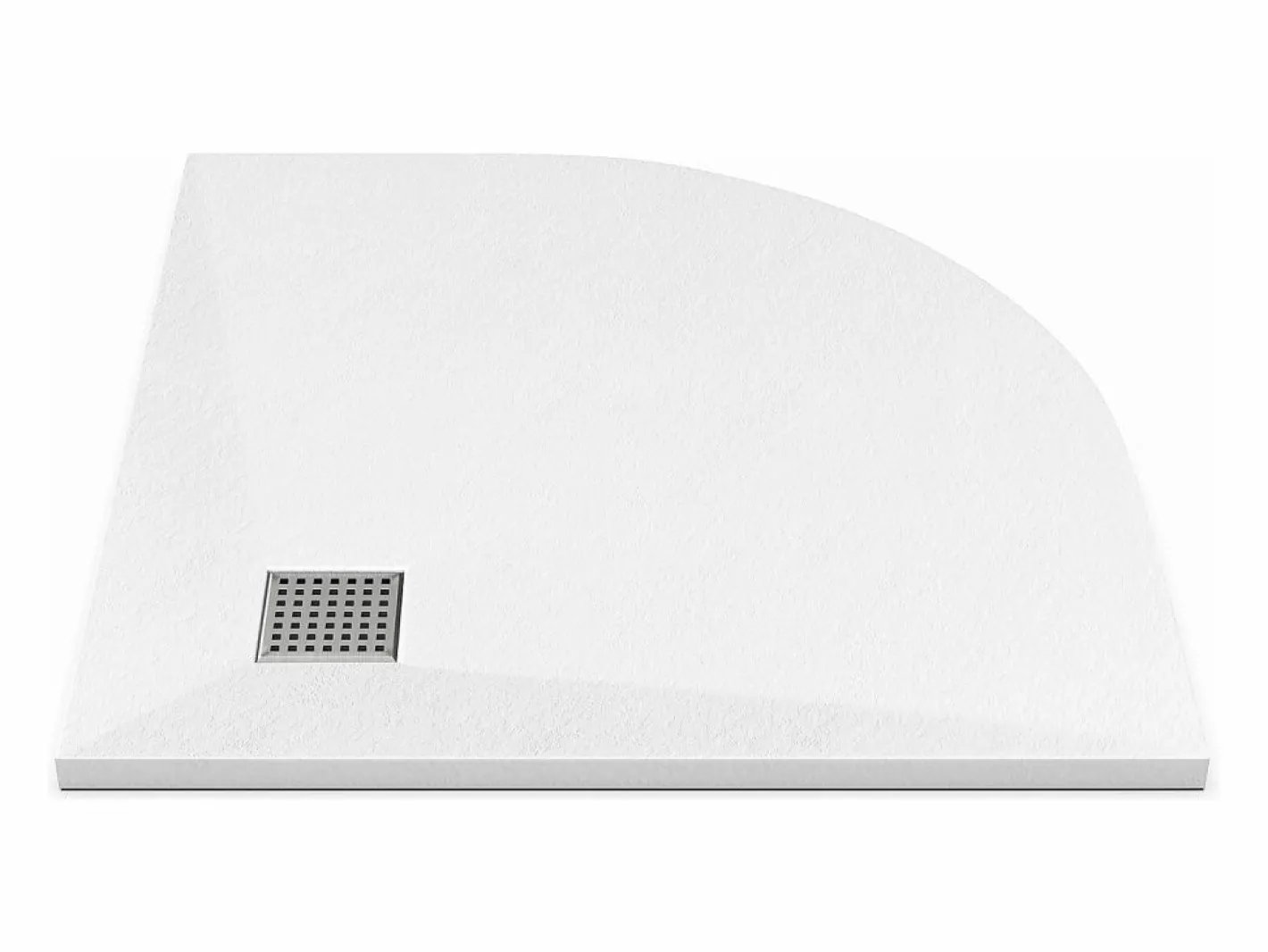Vente-unique Plato De Ducha|Plato de ducha extraplano para colocar o empotrar, cortable, en resina SMC, en cuarto de círculo, con sifón - - 80 x 80 cm - SYFORSA
