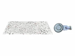 Shower & Design Plato De Ducha|Plato de ducha extraplano en resina SMC con sifón - terrazo blanco - 120 x 90 cm - MIRNOSA