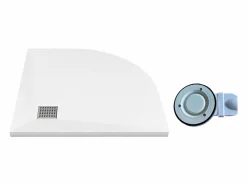 Vente-unique Plato de ducha extraplano para sobreponer o encastrar recortable de resina SMC en cuarto círculo con sifón - - 90 x 90 cm - SYFORSA Blanco Online