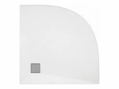 Vente-unique Plato de ducha extraplano para sobreponer o encastrar recortable de resina SMC en cuarto círculo con sifón - - 90 x 90 cm - SYFORSA Blanco Online