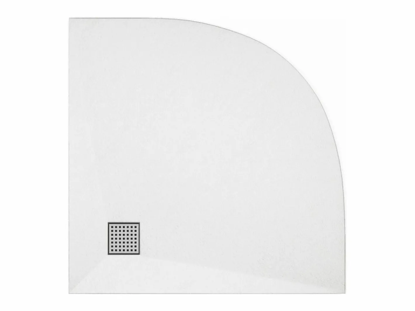 Vente-unique Plato de ducha extraplano para sobreponer o encastrar recortable de resina SMC en cuarto círculo con sifón - - 90 x 90 cm - SYFORSA Blanco Online
