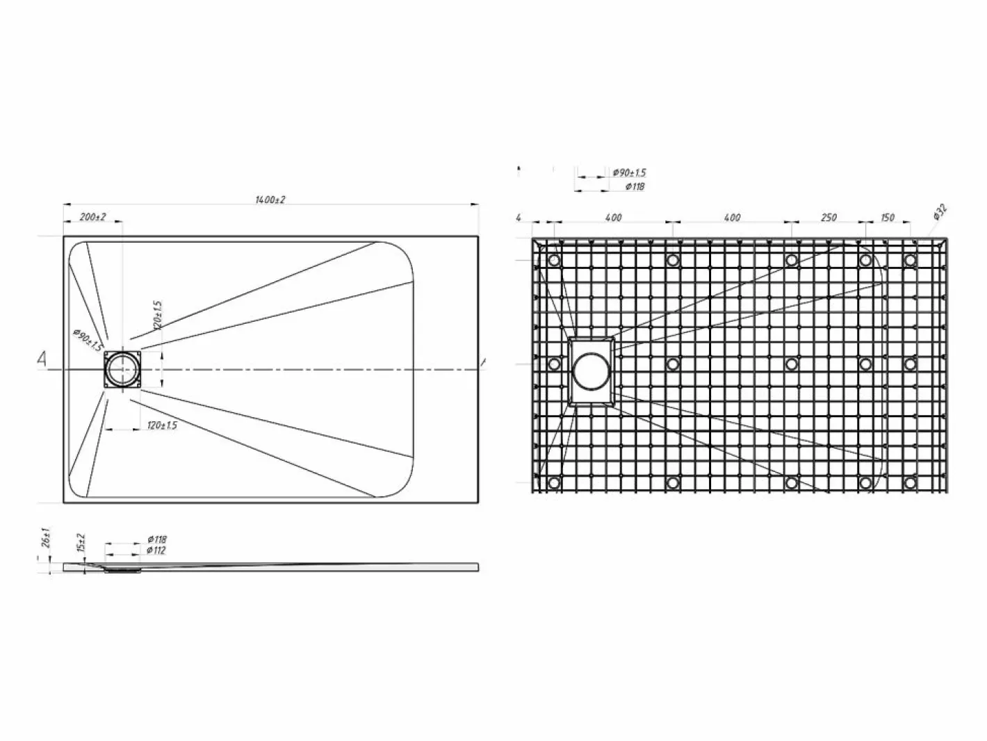Shower & Design Plato De Ducha|Plato de ducha extraplano recortable de resina SMC - terrazo blanco - 140 x 90 cm - MIRNOSA