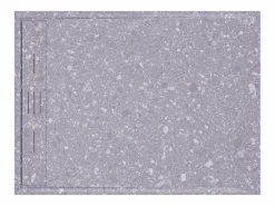 Shower & Design Plato de ducha italiano cortable en resina SMC - Efecto Terrazzo - 120 x 90 cm - LYROSA Gris / Blanco New