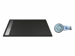 Plato de ducha de resina para colocar o empotrar, con sifón, Ancho 120 x Prof. 90 cm, LYROSA^Shower & Design Clearance