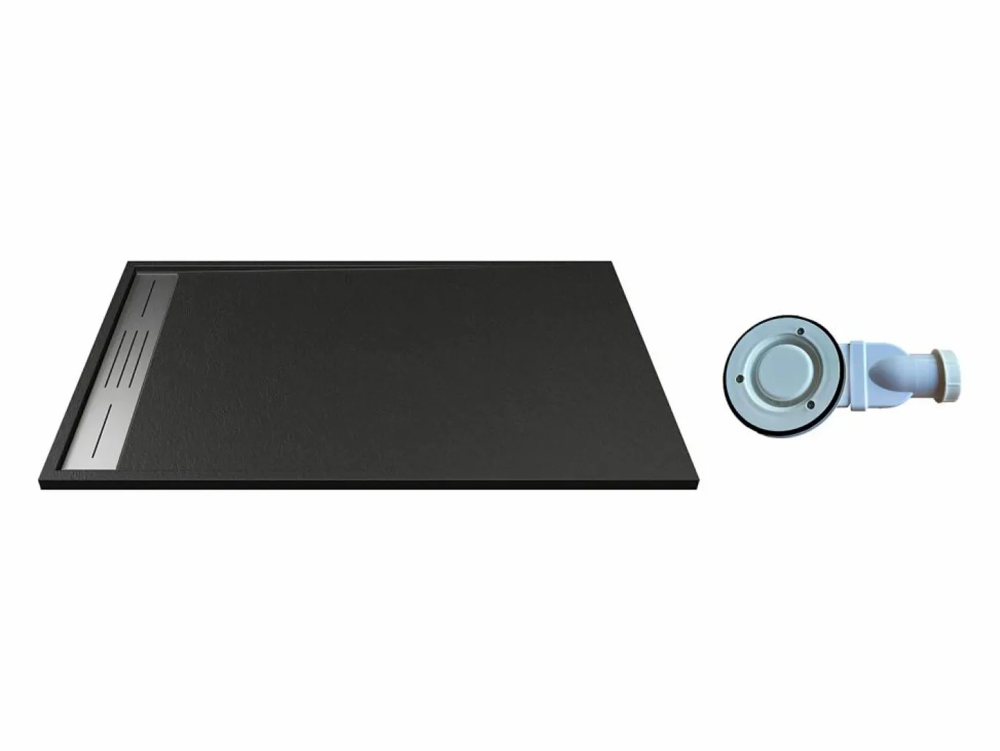 Plato de ducha de resina para instalar o empotrar, con sifón, L160 x P90 cm, LYROSA^Shower & Design New