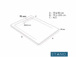 STANO Plato de ducha pizarra CLEVER ANTRACITA 80x150 cm Gris Outlet