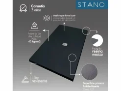 STANO Plato de ducha pizarra DEXA 70x70 cm rejilla inox Blanco Hot