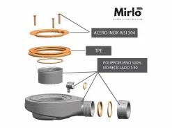 MIRLO Plato de ducha pizarra PURE 70x150 cm rejilla inox Gris Clearance