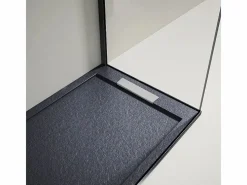 MIRLO Plato De Ducha|Plato de ducha resina LUX ANTRACITA 70x140cm rejilla inox